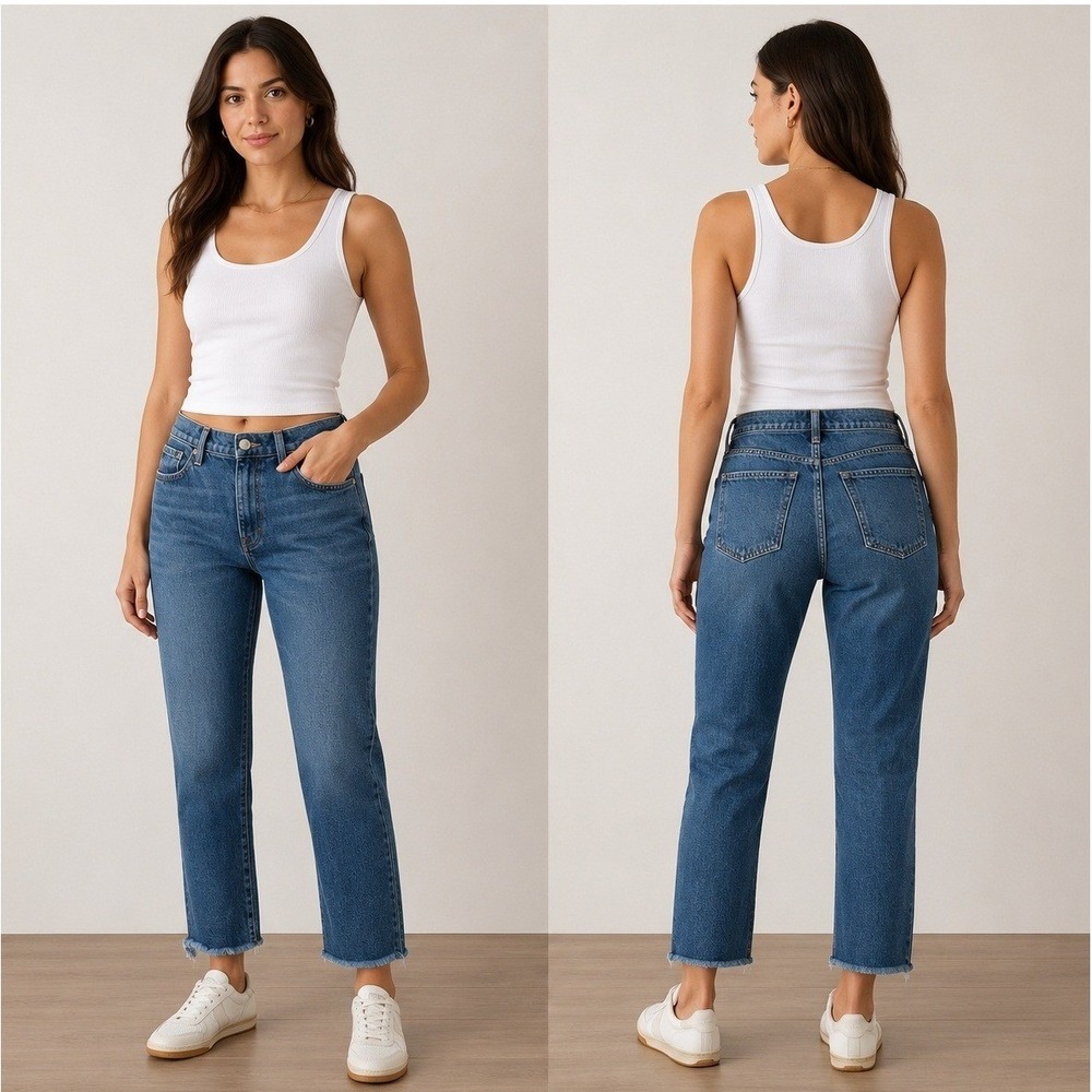 Current/Elliott Cropped Straight-Leg Jeans Size 26